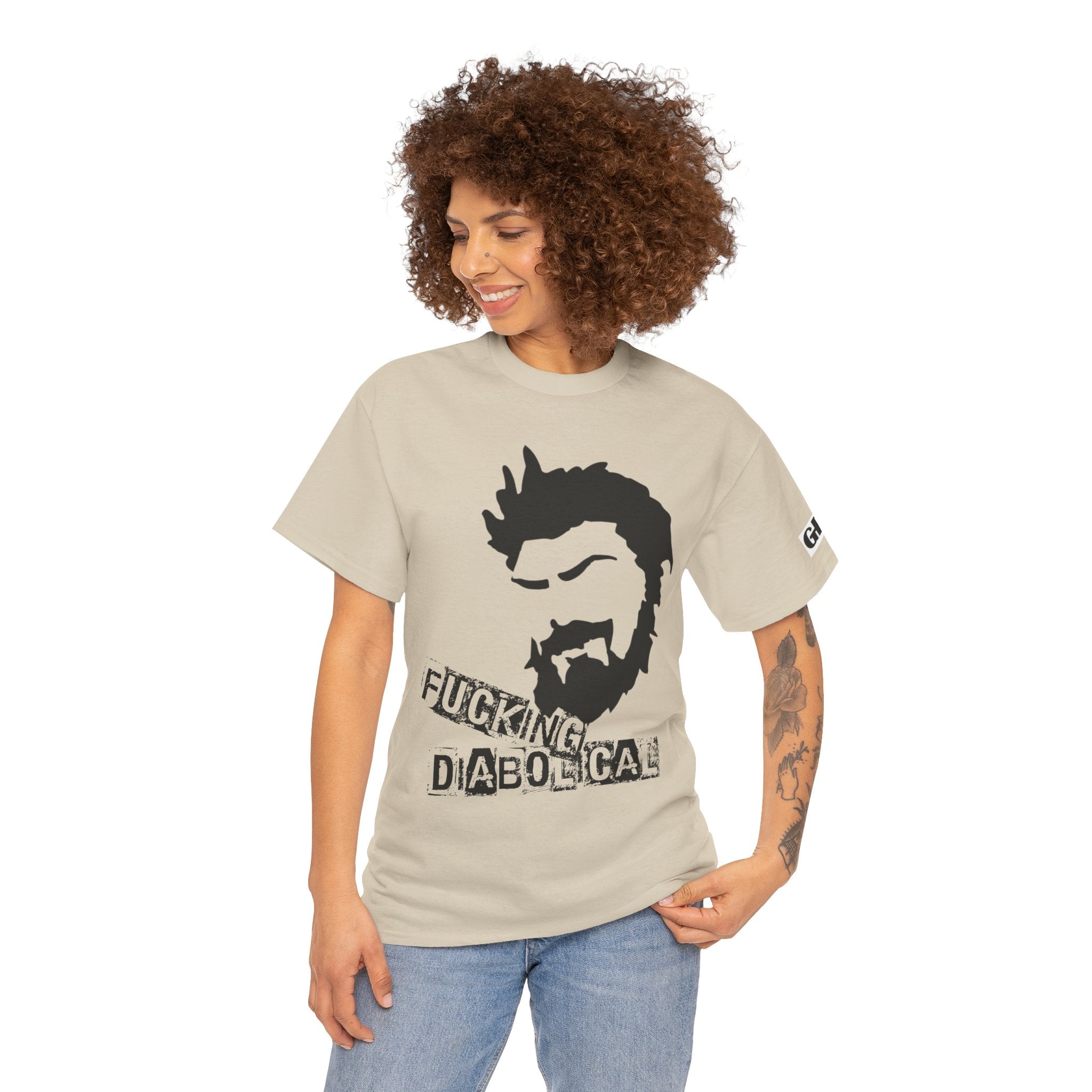 Diabolical Beard Graphic Tee – "Fucking Diabolical" White Cotton Shirt
