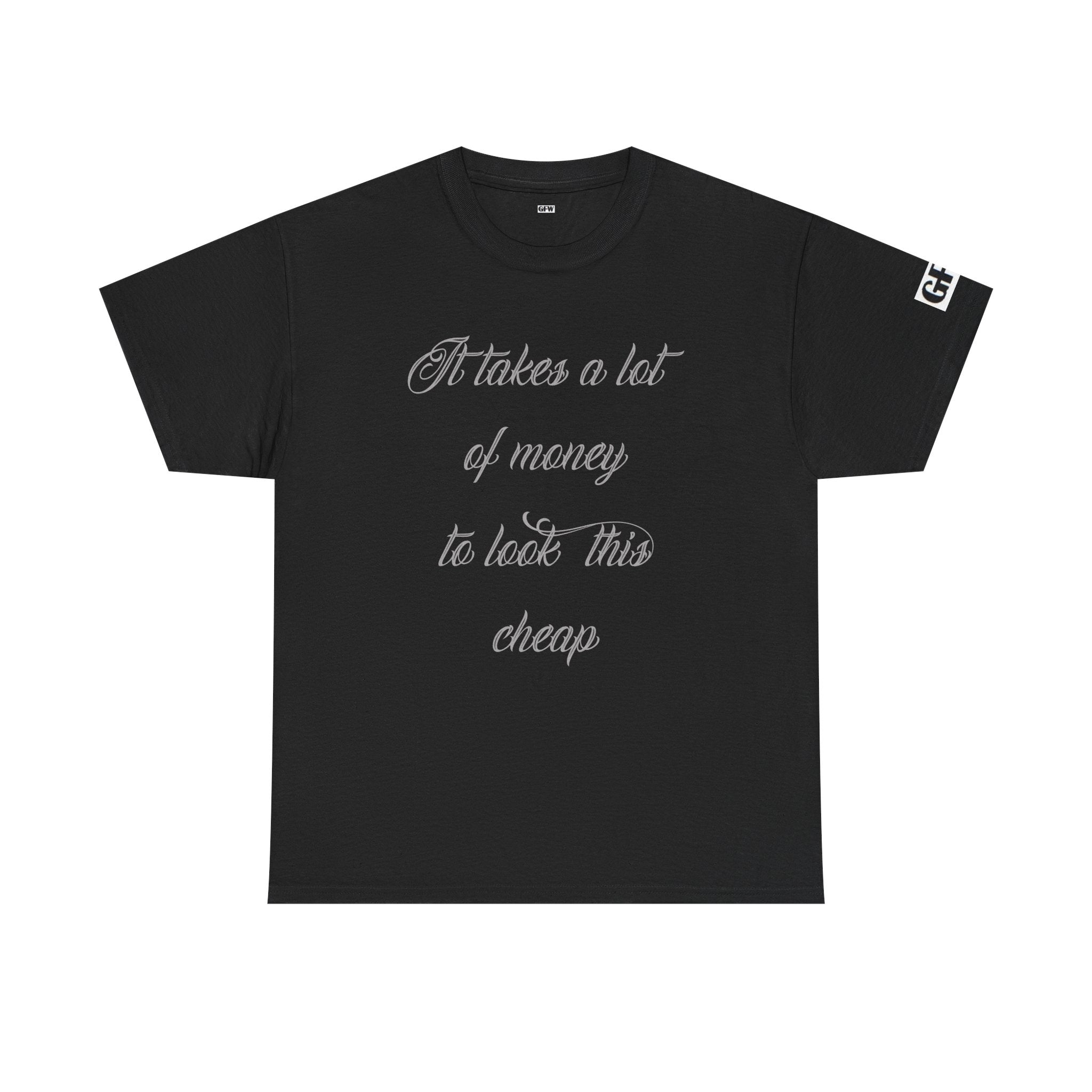 T-Shirt — "It takes a lot of money to look this cheap" Script Graphic Tee